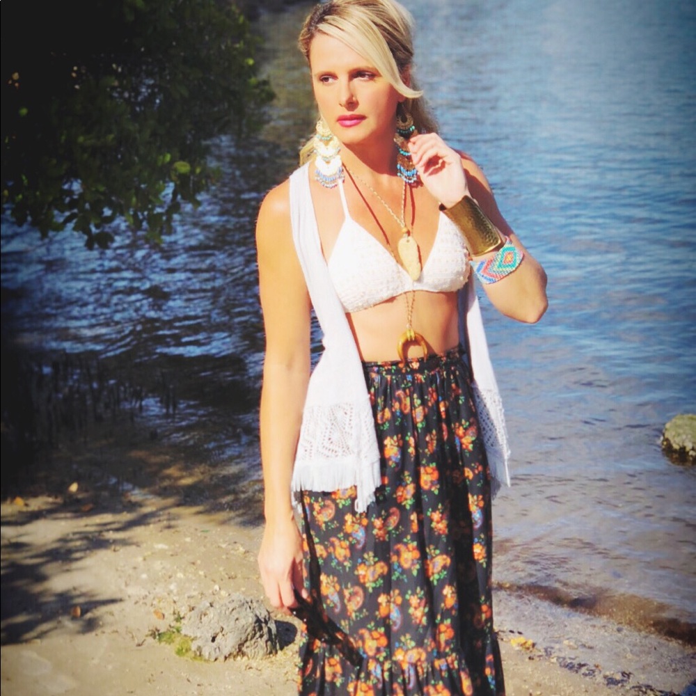 70's Peasant Skirt Gunne Sax Style with Ruffle XS